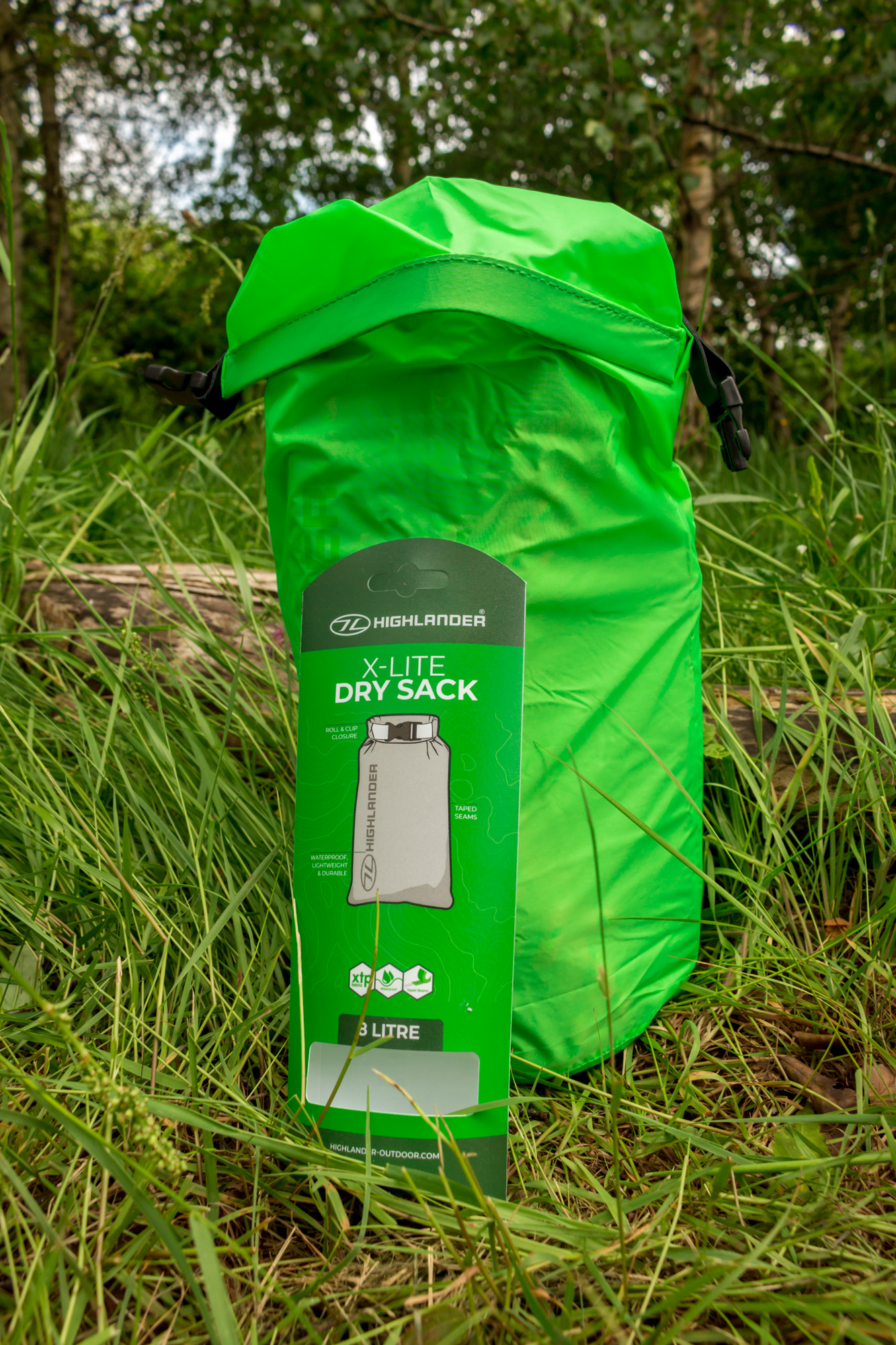Highlander X-Lite Dry Sack Waterproof Roll top bags Green. 